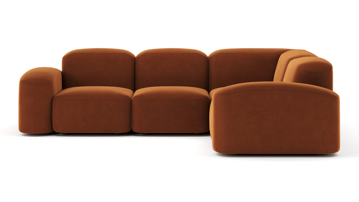 Muse - Muse Sectional, Small Right Corner, Burnt Orange Velvet