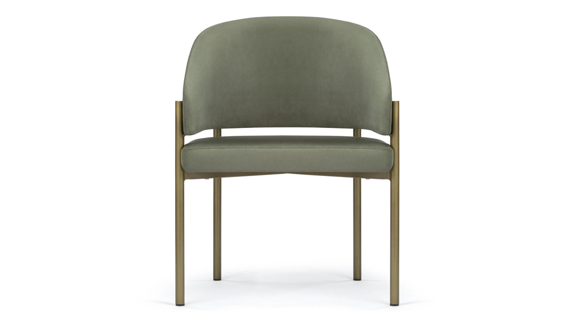 Esme - Esme Dining Chair, Sage Vegan Suede and Brushed Brass