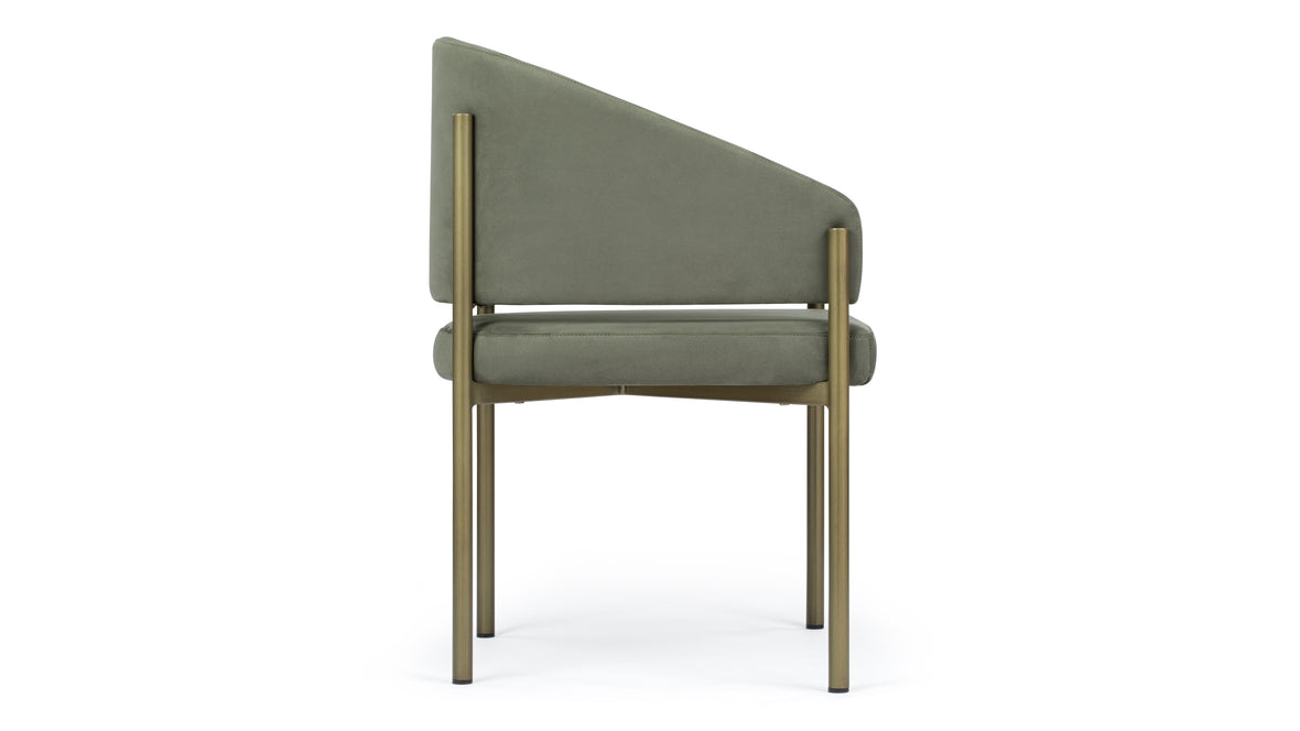 Esme - Esme Dining Chair, Sage Vegan Suede and Brushed Brass