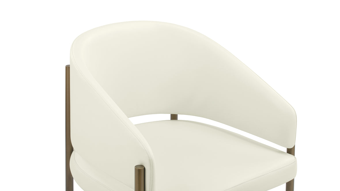 Esme - Esme Dining Chair, Eggshell Vegan Leather and Brushed Brass