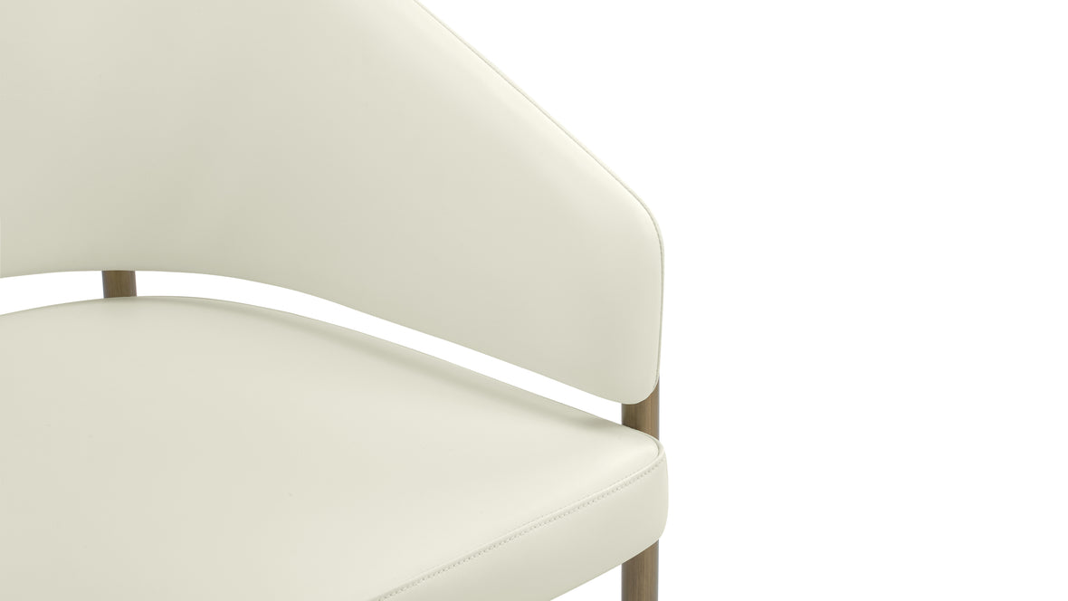 Esme - Esme Dining Chair, Eggshell Vegan Leather and Brushed Brass