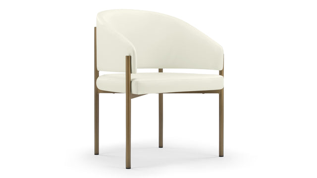 Esme - Esme Dining Chair, Eggshell Vegan Leather and Brushed Brass