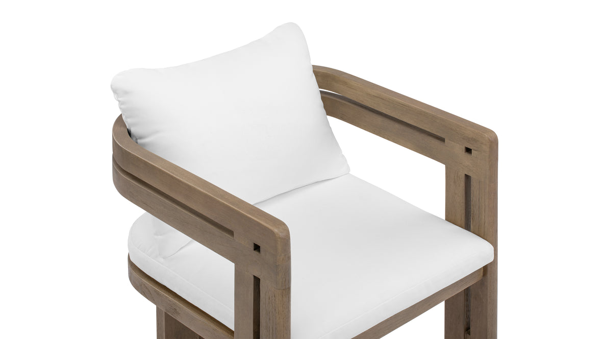 Lusso - Lusso Outdoor Dining Chair, Weathered Teak with White Cushions