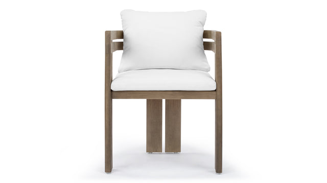 Lusso - Lusso Outdoor Dining Chair, Weathered Teak with White Cushions