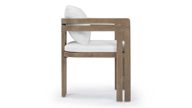 Lusso - Lusso Outdoor Dining Chair, Weathered Teak with White Cushions