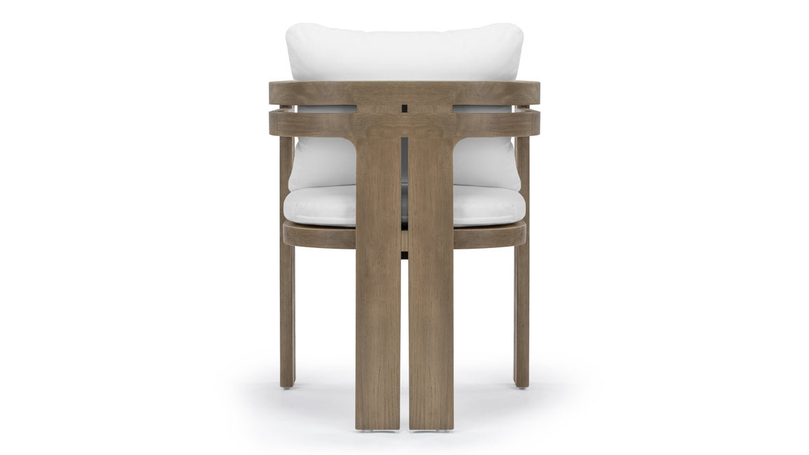 Lusso - Lusso Outdoor Dining Chair, Weathered Teak with White Cushions