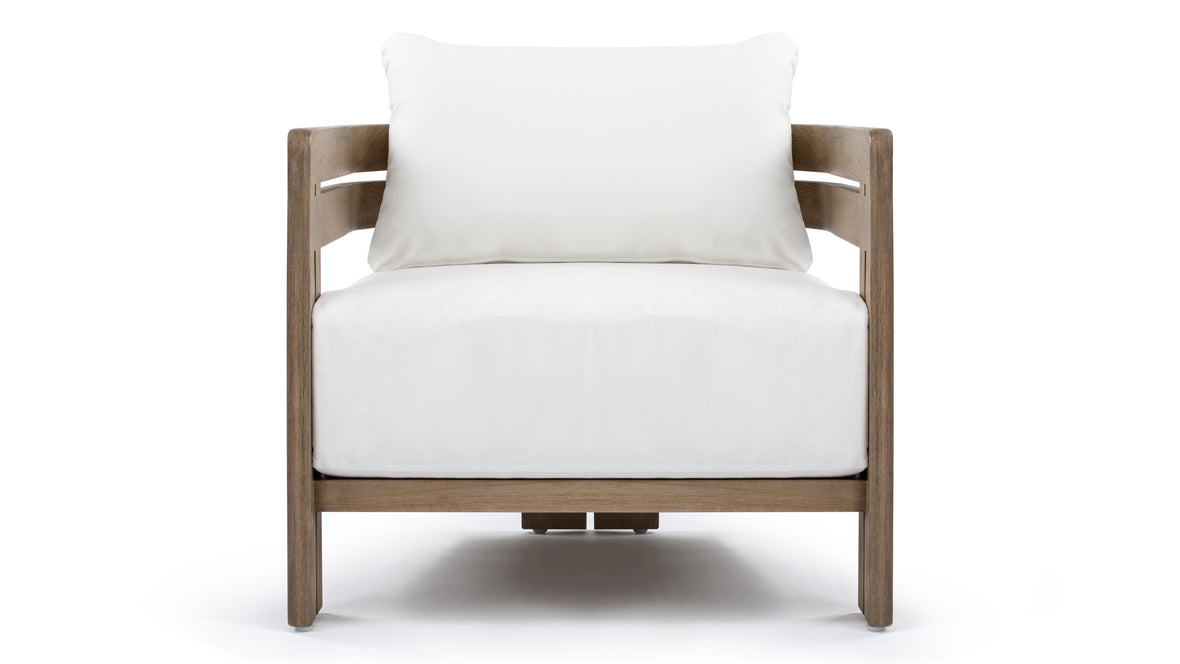 Lusso - Lusso Outdoor Lounge Chair, Weathered Teak with White Cushions