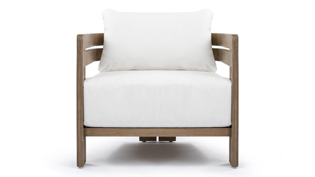 Lusso - Lusso Outdoor Lounge Chair, Weathered Teak with White Cushions