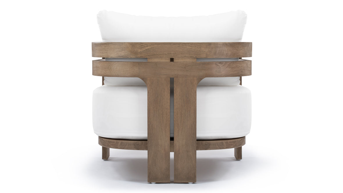 Lusso - Lusso Outdoor Lounge Chair, Weathered Teak with White Cushions