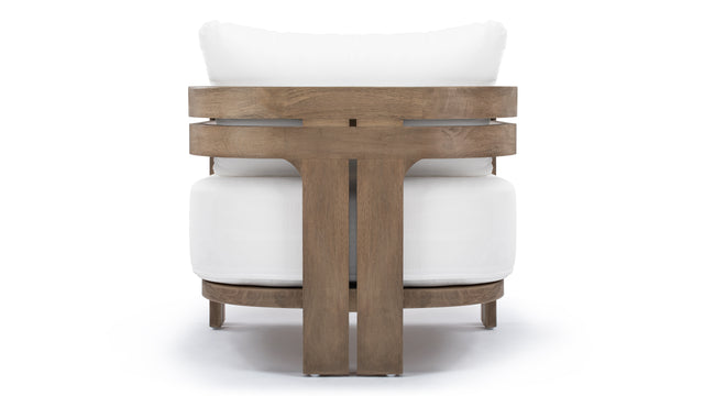 Lusso - Lusso Outdoor Lounge Chair, Weathered Teak with White Cushions