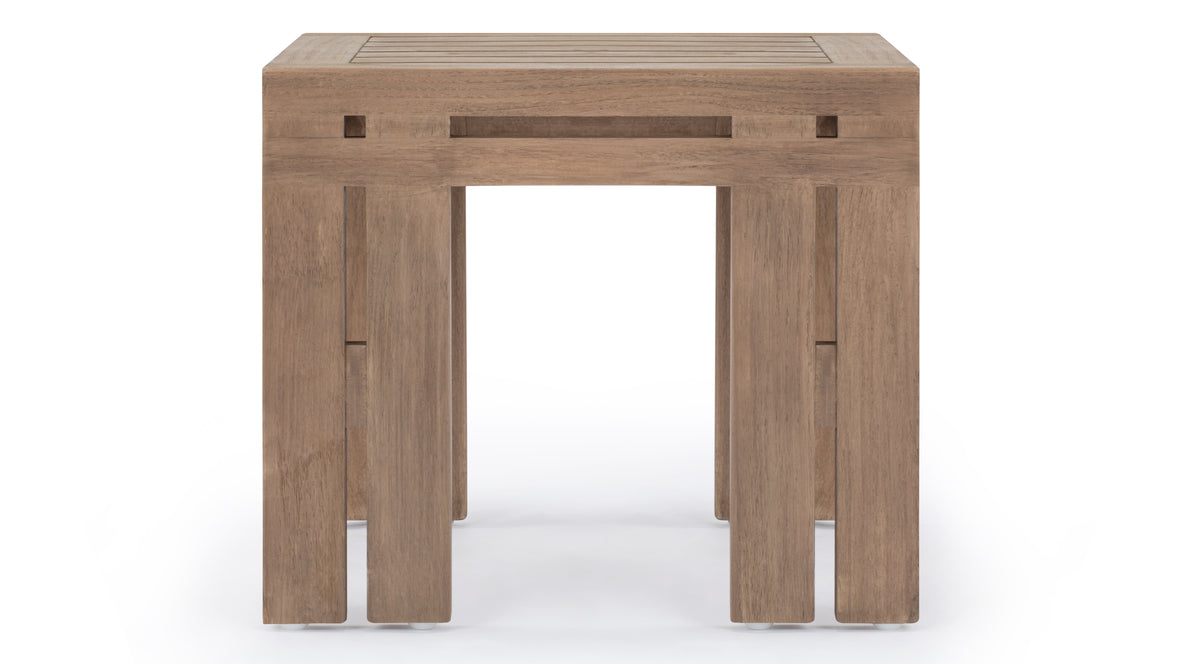 Lusso - Lusso Outdoor Side Table, Weathered Teak