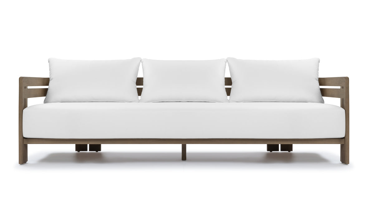 Lusso - Lusso Outdoor Sofa, Weathered Teak with White Cushions