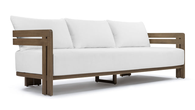 Lusso - Lusso Outdoor Sofa, Weathered Teak with White Cushions