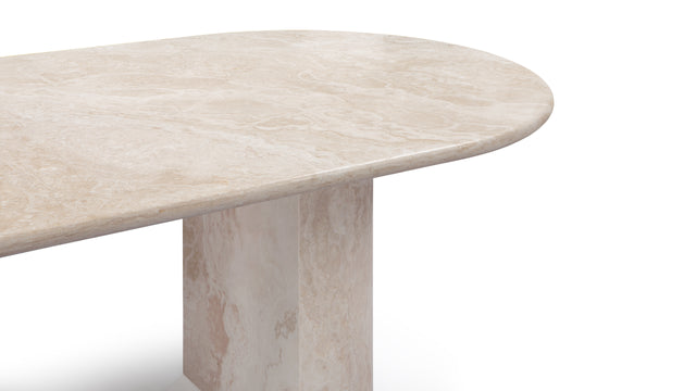 Dante - Dante Dining Table, White Travertine, 77in