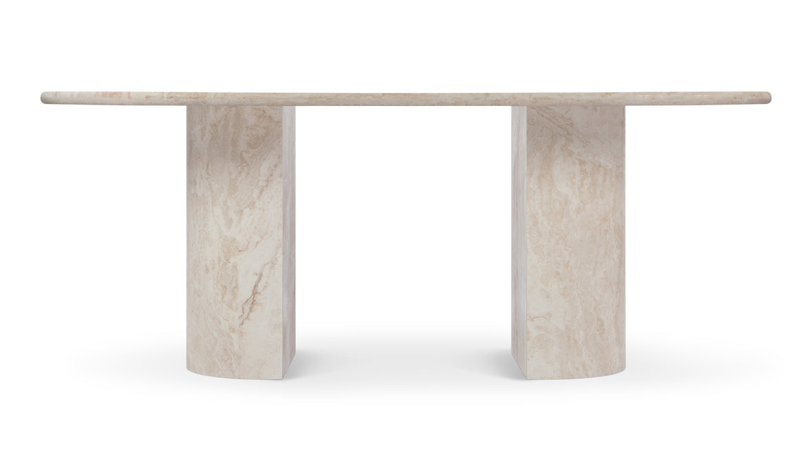 Dante - Dante Dining Table, White Travertine, 77in