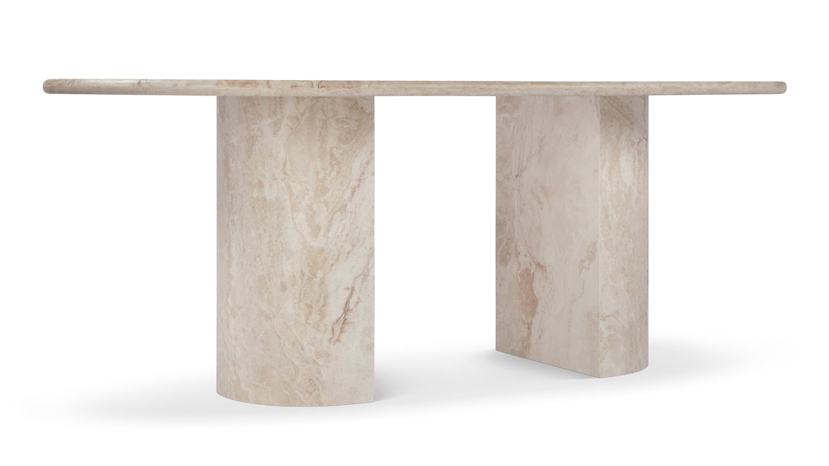 Dante - Dante Dining Table, White Travertine, 77in