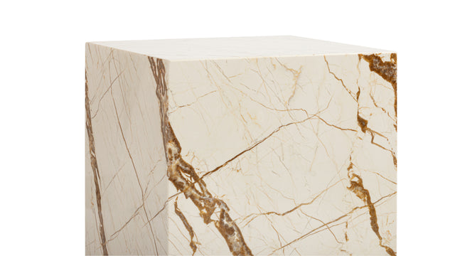 Plinth - Plinth Side Table, Sofita Gold Marble