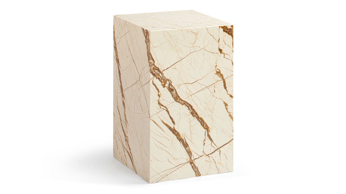 Plinth - Plinth Side Table, Sofita Gold Marble