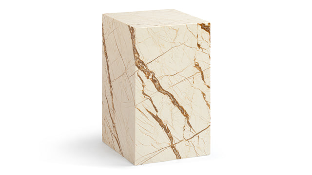 Plinth - Plinth Side Table, Sofita Gold Marble