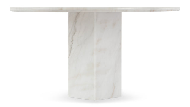 Saga - Saga Round Pedestal Dining Table, Fiore Bianco Marble, 55in