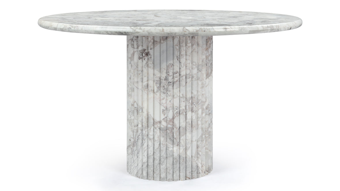 Saturn - Saturn Round Pedestal Dining Table, Orso Grigio Marble, 48in