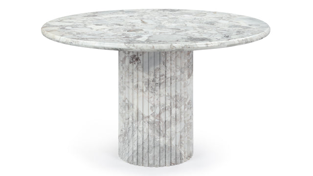 Saturn - Saturn Round Pedestal Dining Table, Orso Grigio Marble, 48in