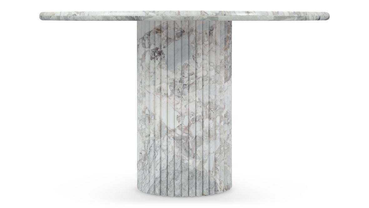 Saturn - Saturn Round Pedestal Dining Table, Orso Grigio Marble, 48in