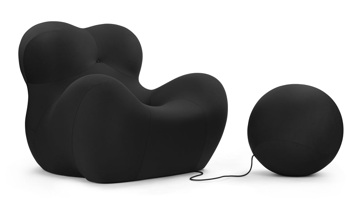 Mamma - Mamma Chair and Ottoman, Black Jersey