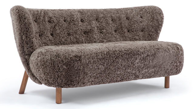 Petra - Petra Sofa, Frosted Coco Luxe Sheepskin and Walnut