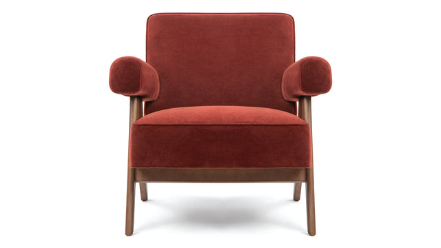 Pierre Jeanneret - Pierre Jeanneret Lounge Chair, Burgundy Silken Velvet