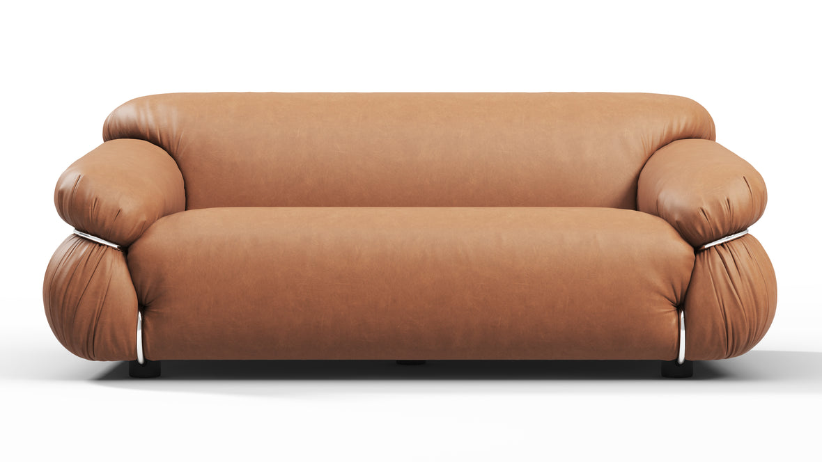 Sesann - Sesann Two Seater Sofa, Chestnut Vegan Leather