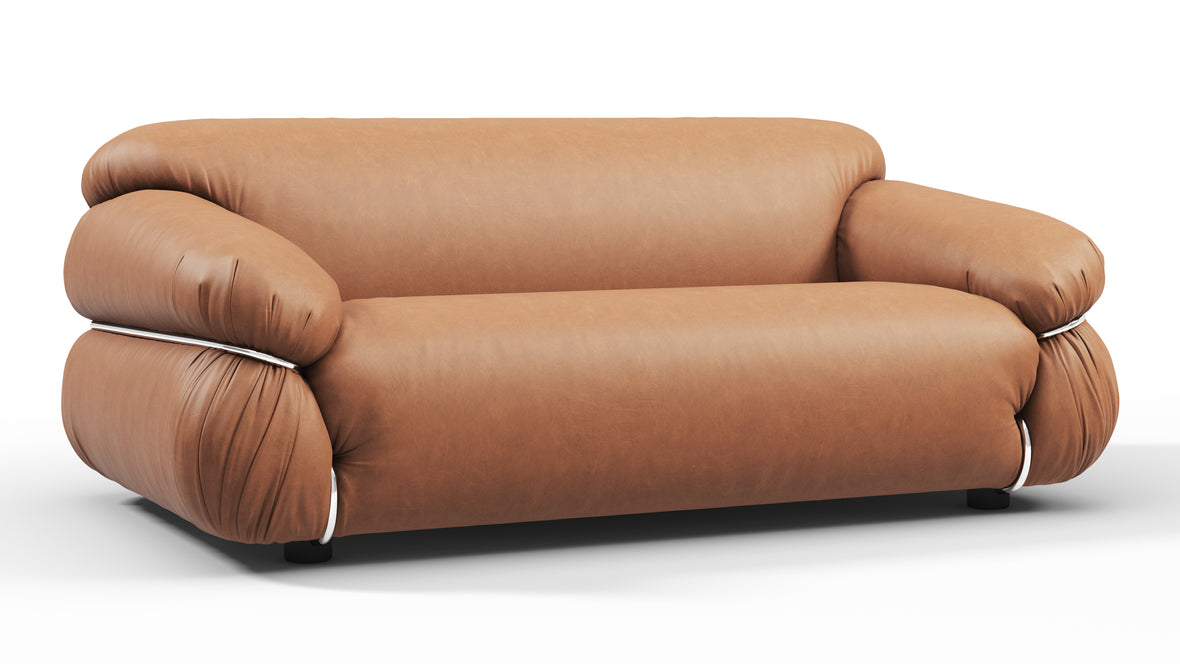 Sesann - Sesann Two Seater Sofa, Chestnut Vegan Leather