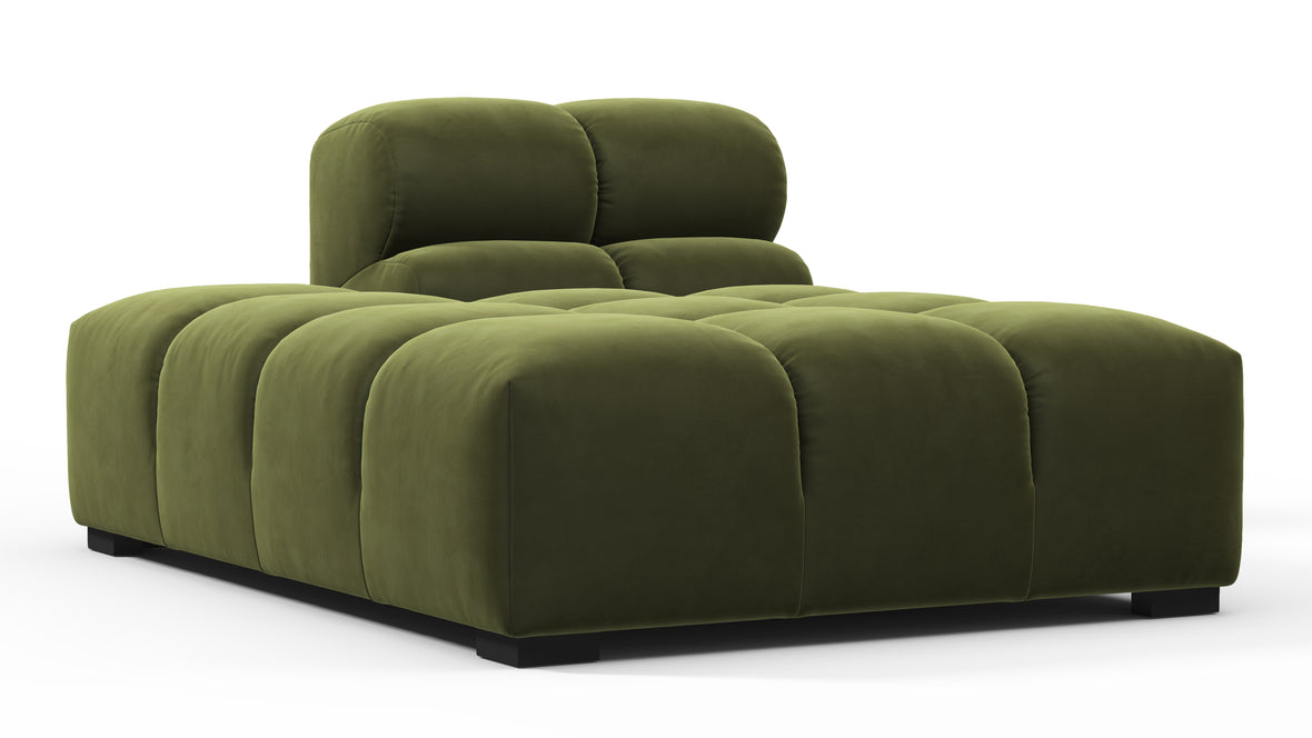 Tufty - Tufty Module, Left Chaise, Armless, Thyme Luxe Velvet