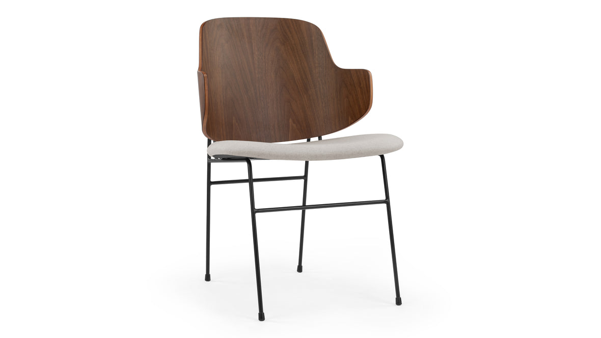 The Penguin - The Penguin Dining Chair, Wheat Gray Cashmere Wool and Walnut