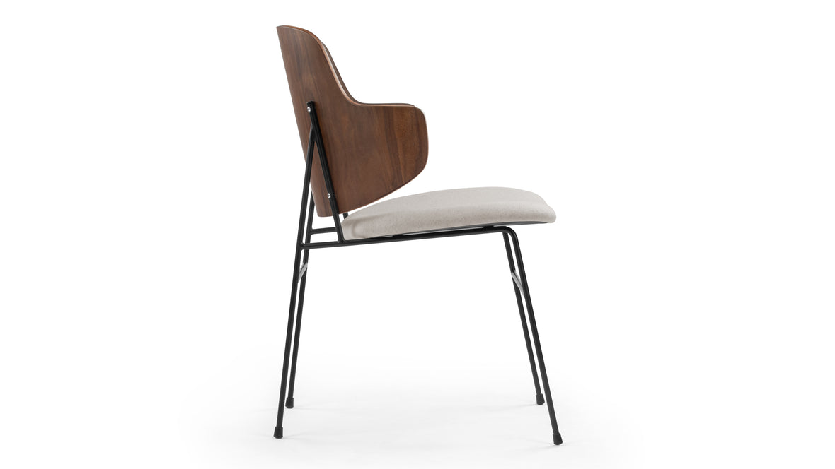 The Penguin - The Penguin Dining Chair, Wheat Gray Cashmere Wool and Walnut