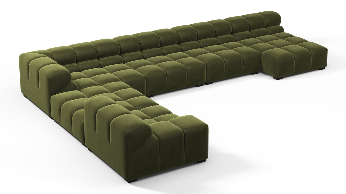 Tufty - Tufty Sectional, Extra Large Left Corner, Thyme Luxe Velvet