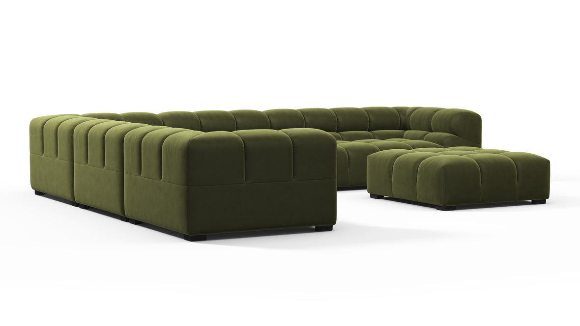 Tufty - Tufty Sectional, Large Left Corner, Thyme Luxe Velvet