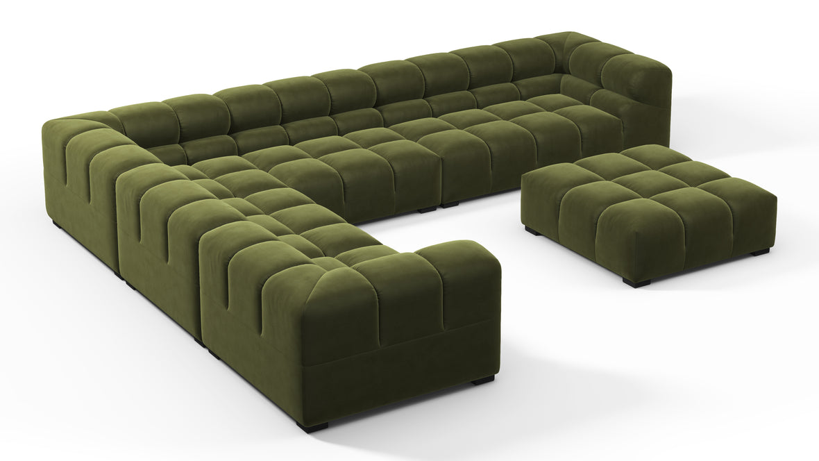 Tufty - Tufty Sectional, Large Left Corner, Thyme Luxe Velvet