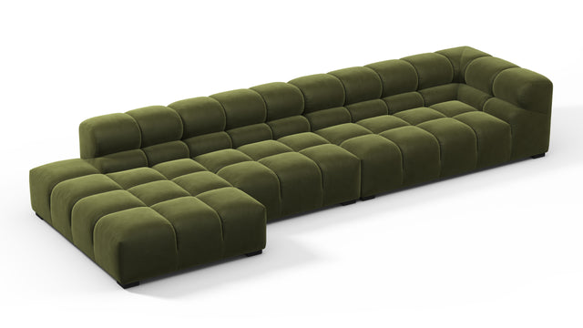 Tufty - Tufty Sectional, Large, Left Chaise, Thyme Luxe Velvet