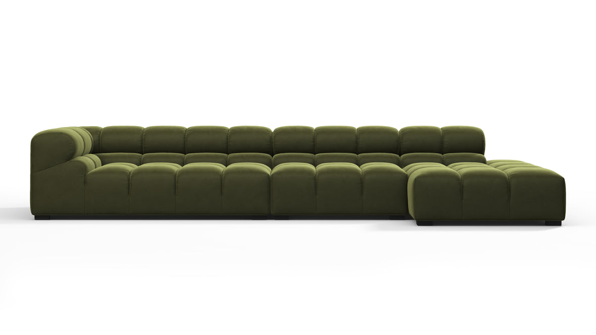 Tufty - Tufty Sectional, Large, Right Chaise, Thyme Luxe Velvet