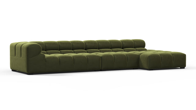 Tufty - Tufty Sectional, Large, Right Chaise, Thyme Luxe Velvet