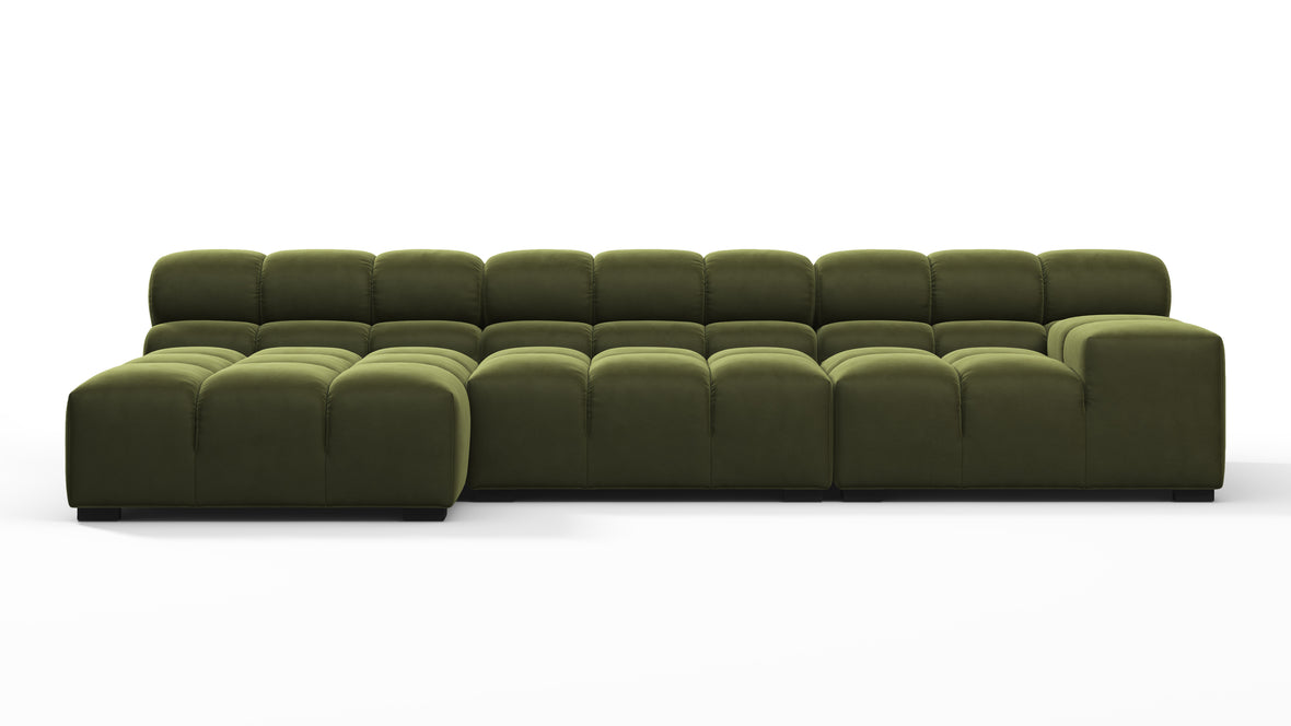 Tufty - Tufty Sectional, Small, Left Chaise, Thyme Luxe Velvet