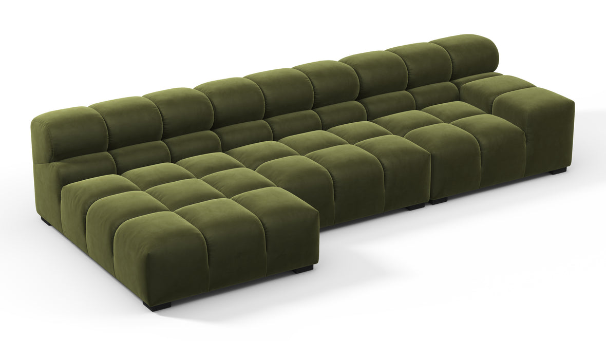 Tufty - Tufty Sectional, Small, Left Chaise, Thyme Luxe Velvet