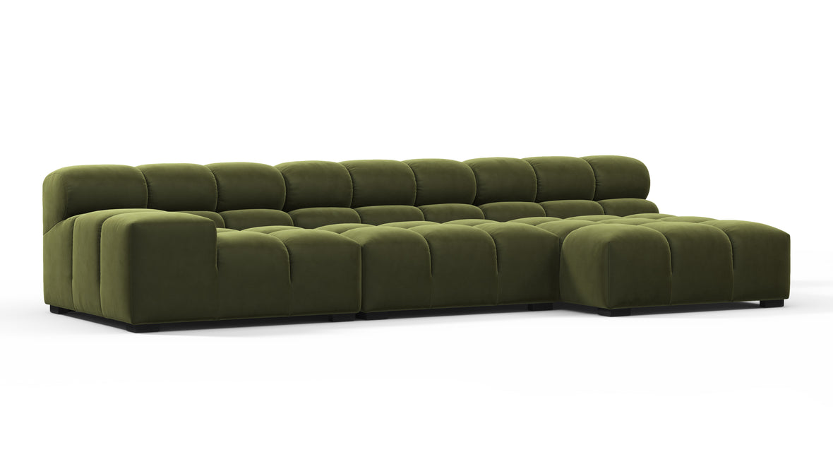 Tufty - Tufty Sectional, Small, Right Chaise, Thyme Luxe Velvet