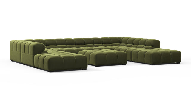 Tufty - Tufty Sectional, U Shape, Thyme Luxe Velvet