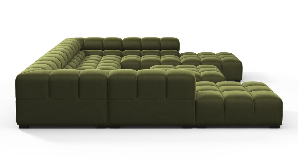 Tufty - Tufty Sectional, U Shape, Thyme Luxe Velvet