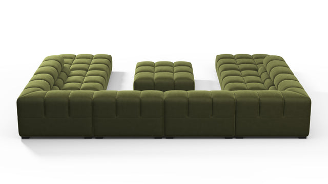 Tufty - Tufty Sectional, U Shape, Thyme Luxe Velvet