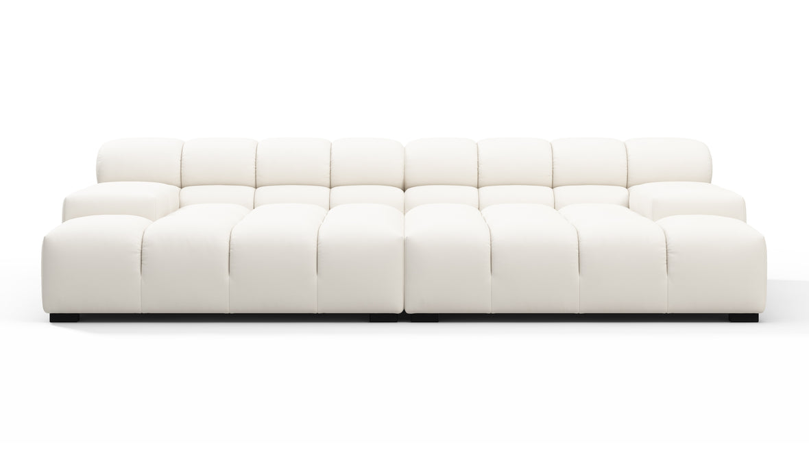 Tufty Outdoor - Tufty Outdoor Sectional, Extra Deep Sofa, Soft White Performance Weave