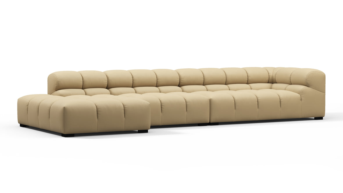 Tufty Outdoor - Tufty Outdoor Sectional, Large, Left Chaise, Latte Performance Weave