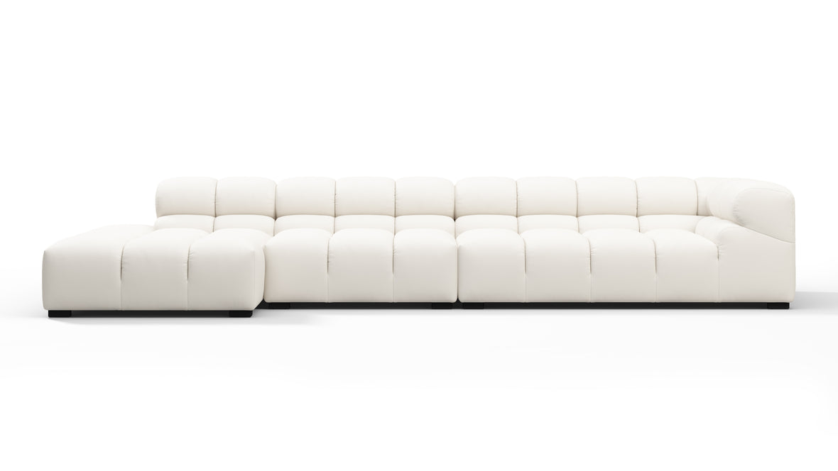 Tufty Outdoor - Tufty Outdoor Sectional, Large, Left Chaise, Soft White Performance Weave